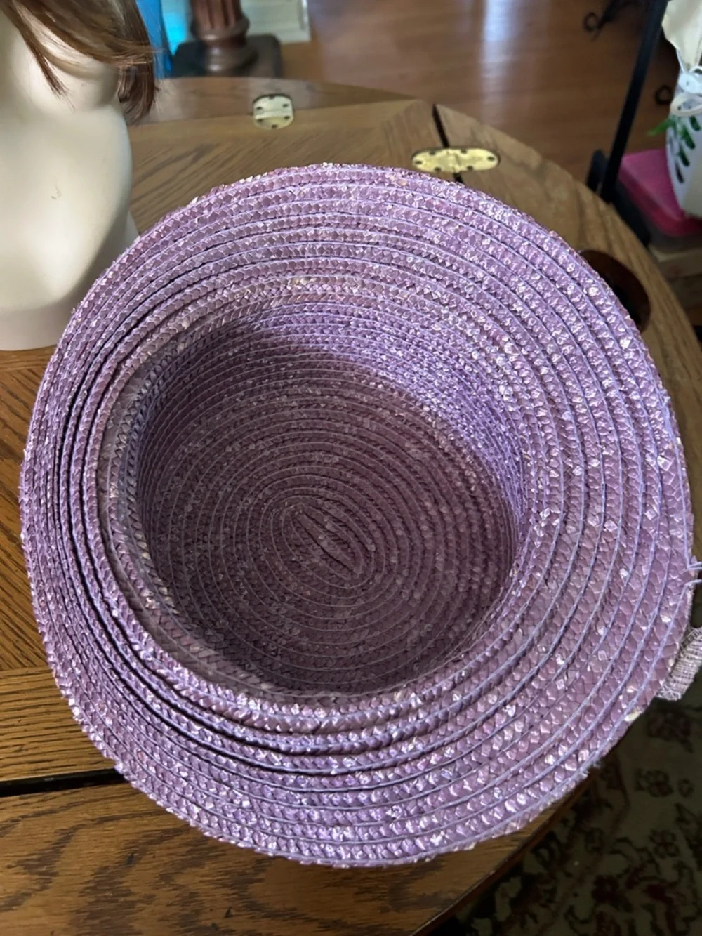 Vintage Purple Straw Hat - Picture 7 of 7